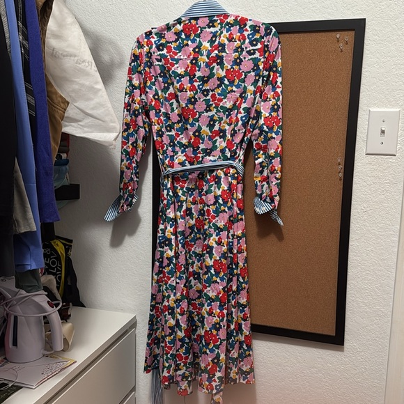 BODEN Amy Cotton Midi Shirt Dress Floral Long Sleeve with Striped Accents - Picture 5 of 5
